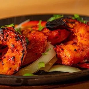 grilled shrimp and vegetables