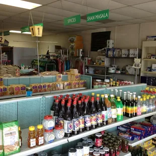 shelves of food and beverages