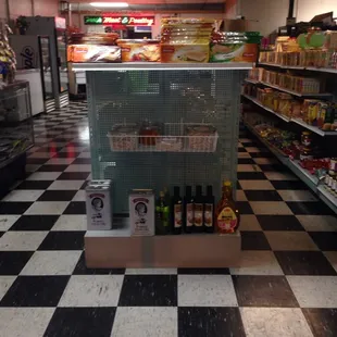 a display of food items