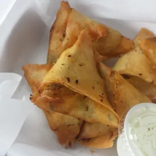 Yummy samosas.  Satisfied my daily craving..