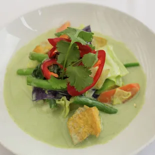 Sayur Lodeh  seasonal vegetables, tofu, spicy green curry