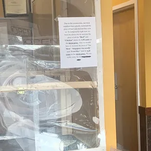 a sign in a window