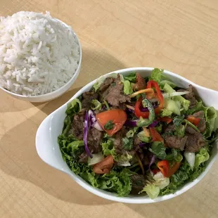 Beef Salad with a side of Jasmine Steamed Rice, from Indochine!!!