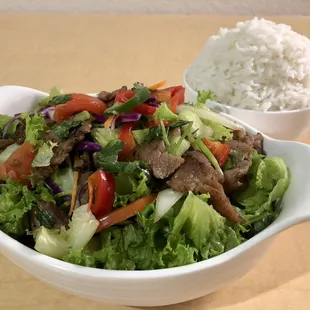 Beef Salad with a side of Jasmine Steamed Rice, from Indochine!!!