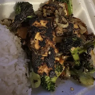 Burnt tofu and veggies.