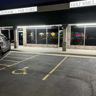 a parking lot at night