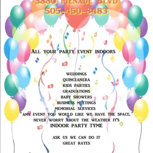Indoor Party Tyme 3880 Menaul blvd Albuq NM 87110 - 505-450-8483