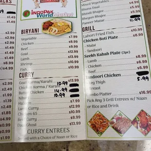 menu