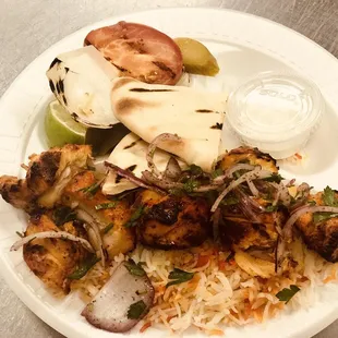 Chicken boti with rice