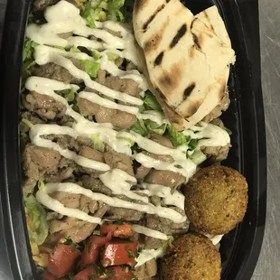 Chicken over rice and falafel combo