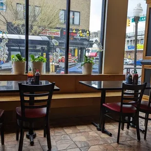 Nice booths. Looking out at Eastern Ave