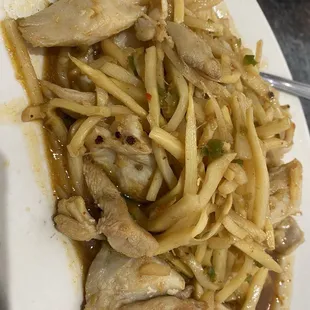 Bamboo shoots with chicken (not on the menu, but so good!)