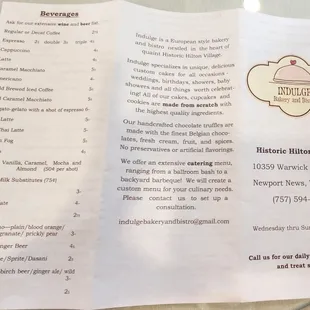 menu