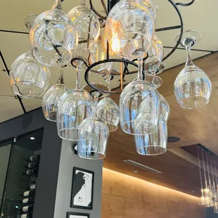 a wine glass chandelier