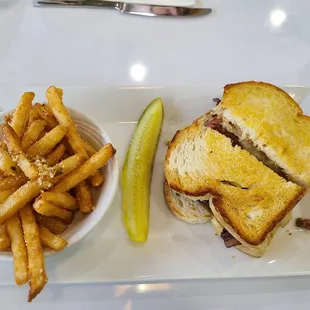 Wagyu patty melt with truffle fries