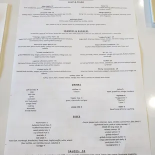 Menu as of Nov 2022