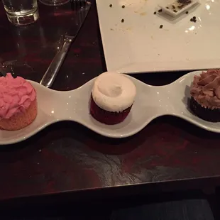 Dessert. From L-R: strawberry, red velvet, and chocolate.