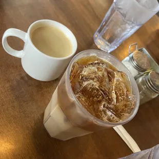 Iced dirty chai and americano
