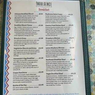 Breakfast Menu