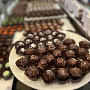 a plate of chocolates