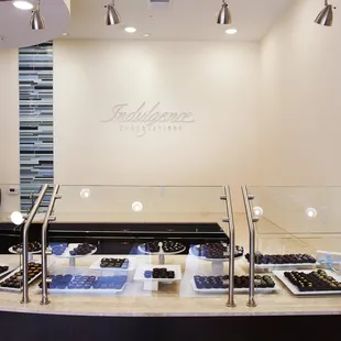 a display of indulgence chocolatiers