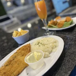 Catfish and Potatoes w/ side of Salmon Bites