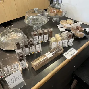 a variety of coffee and pastries