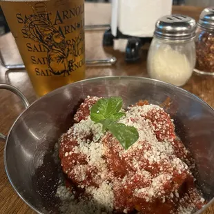 Brisket Meatballs and a fresh local draft
