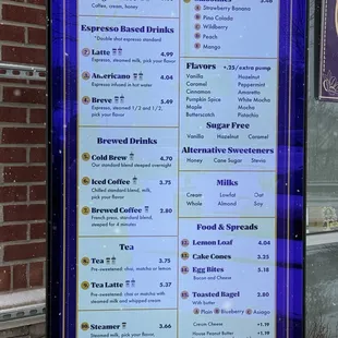 Industry Coffee menu