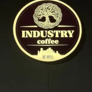 Industry Coffee backlit LED building sign
