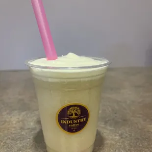 Piña Colada smoothie with house whipped cream