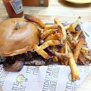 Management Burger + Fries. Absolutely delicious!!