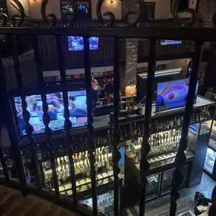 View of the bar taps from above