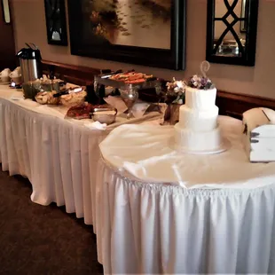 Hors d'oeuvre and cake table at River Glen Country Club in Fishers, Indiana