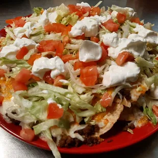 Nacho Salad whipped up by our chef.  Although it is not in our menus, we can do this and other items on special request.