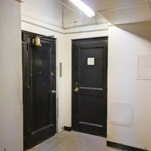Basement elevator door in the Marleigh.