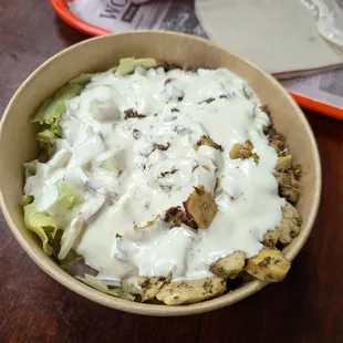 The combo dish with chicken and lamb