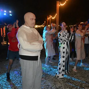 Dance party with Monster Midway characters at Indy Scream Park