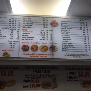 a menu for the restaurant