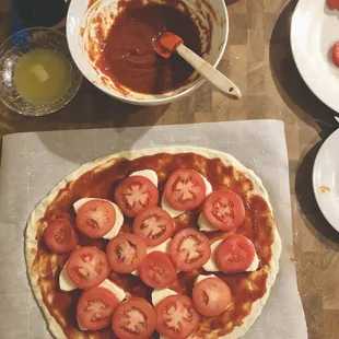 Making the pizza