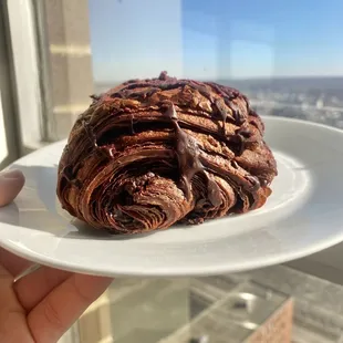 Quadruple chocolate raspberry croissant