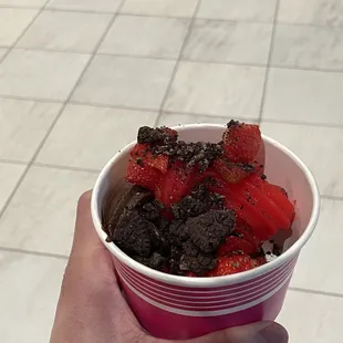 Chocolate and Watermelon with Oreo and Strawberry Toppings
