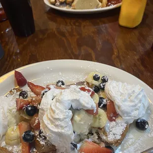 creamy fruit french toast,  quite yummy turkey blt with onion rings