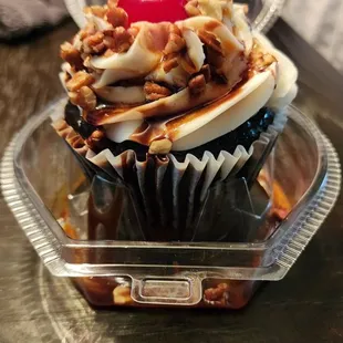 a cupcake in a container