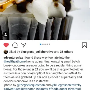 Satisfied customer 5star review vetted by Instagram and Salted caramel journal ball cupcake