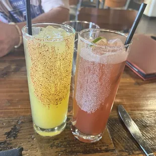 Left is the passion fruit margarita and right is the strawberry