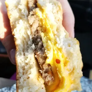 Sausage egg and cheese biscuit. Delicious.