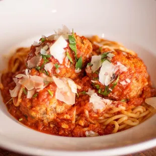 Spaghetti &amp; Meatballs served on our Weekend Brunch Menu. Saturdays &amp; Sundays 11am-2pm