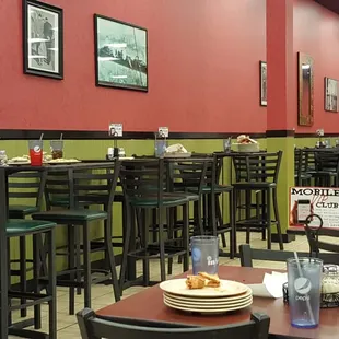 tables and chairs in a restaurant