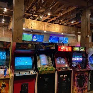 a row of arcade machines